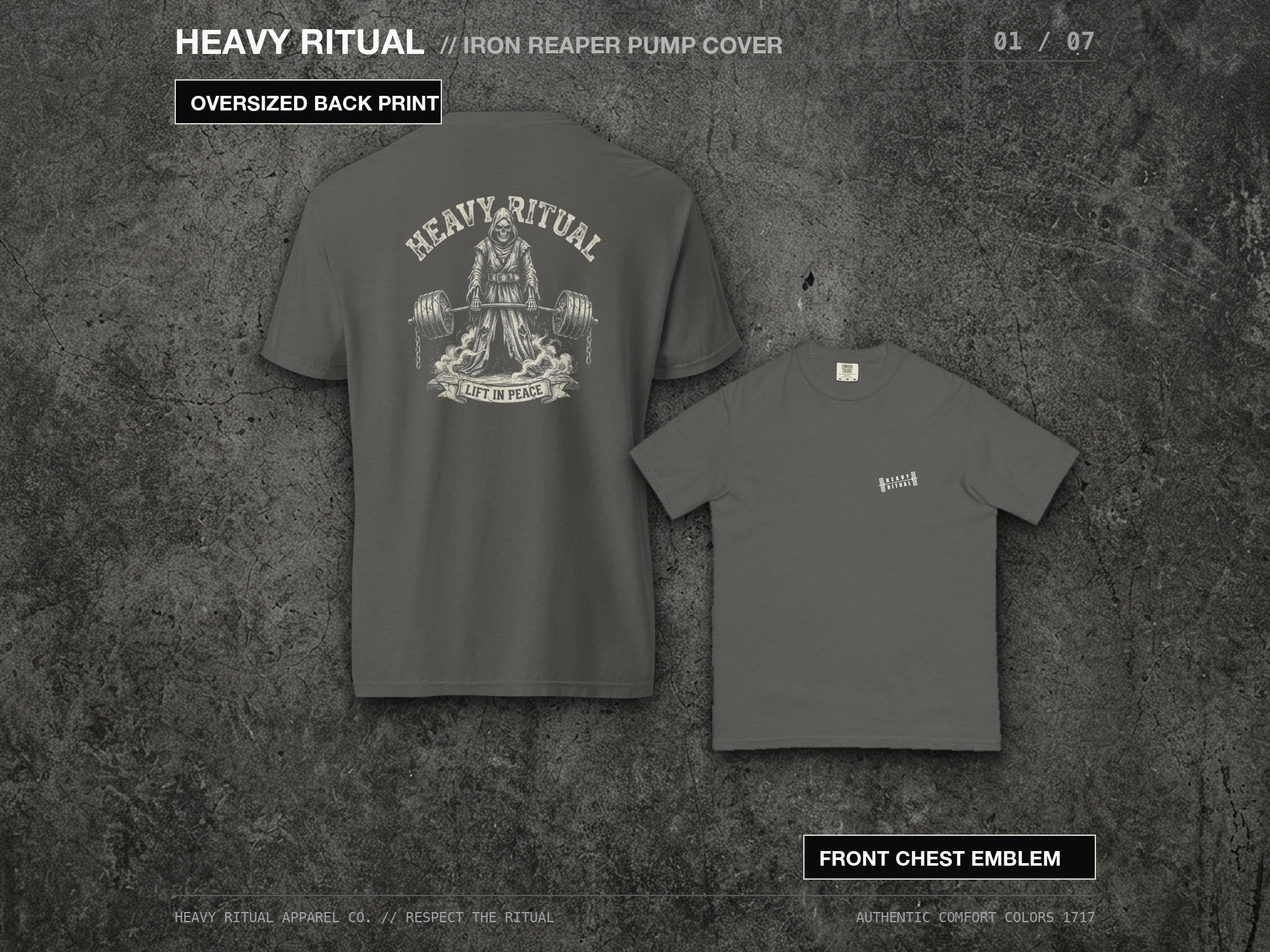 Skeleton Deadlift // Lift In Peace Heavyweight Tee